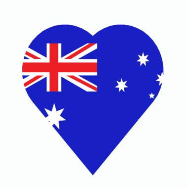 Avusturalya haritası kalp tasarım bayrağı içinde rozet yapımında kullanışlı