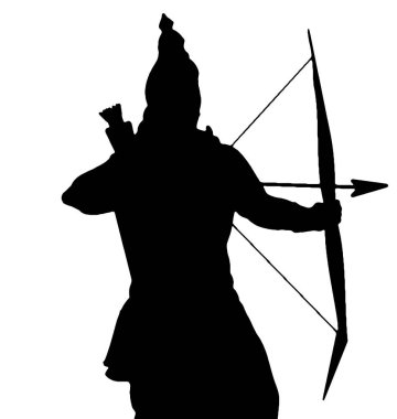 Rama Black silueti, yaylı ve oklu ruhani karakterli ramayana hindu tanrı krishna avatar - 1