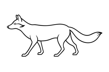 Bir vektör tasarımında vahşi bir hayvan silueti olan siyah ve beyaz kurt çizimi