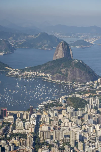 Bela Paisagem Com Pao Acucar Pão Açúcar Visto Cristo Redentor — Fotografia de Stock