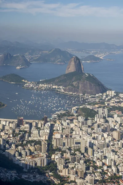 Bela Paisagem Com Pao Acucar Pão Açúcar Visto Cristo Redentor — Fotografia de Stock