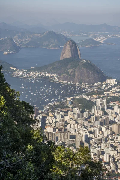 Bela Paisagem Com Pao Acucar Pão Açúcar Visto Cristo Redentor — Fotografia de Stock