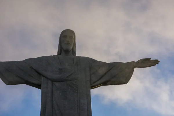 Krásná Krajina Cristo Redentor Krista Spasitele Socha Mraky Morro Corcovado — Stock fotografie