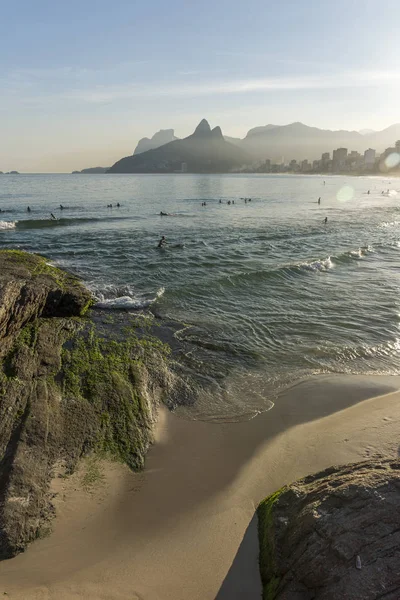 Wunderschöne Sonnenuntergangslandschaft Des Atlantischen Meeres Und Der Berge Vom Ipanema — Stockfoto