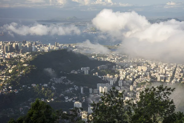 Hermoso Paisaje Ciudad Bajo Las Nubes Vistas Desde Cristo Redentor — Foto de Stock