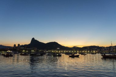 Rio de Janeiro, Brezilya için güzel günbatımı manzara