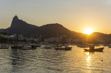 Rio de Janeiro, Brezilya için güzel günbatımı manzara