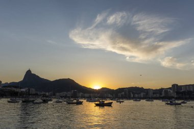 Rio de Janeiro, Brezilya için güzel günbatımı manzara