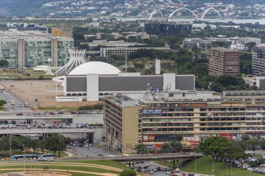 Milli Kütüphane, Ulusal Müzesi ve merkezi Brasilia, Federal bölge, sermaye şehir Brezilya'nın Büyükşehir Katedrali kazandığmız binalarda