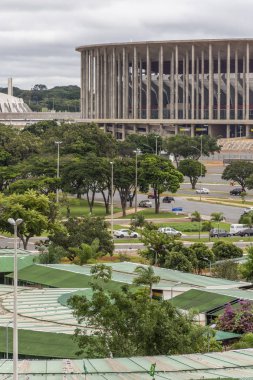 Tv kulesinden pazara aşağı aşağıda Merkez Brasilia, Federal bölge, Brezilya'nın başkenti şehir görüntülemek