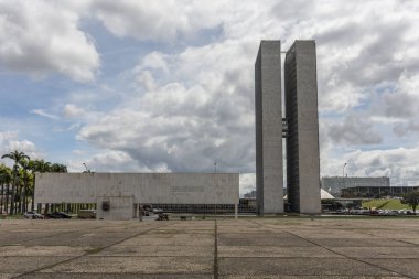 Ulusal Kongre kamu binası Tres Poderes Meydanı Merkez Brasilia, Federal bölge, sermaye şehir Brezilya'gördün mü