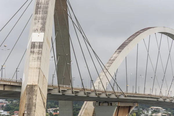 Modern Architecture Bridge Paranoa Lake Cloudy Morning Brasilia Federal District — Stock Photo, Image