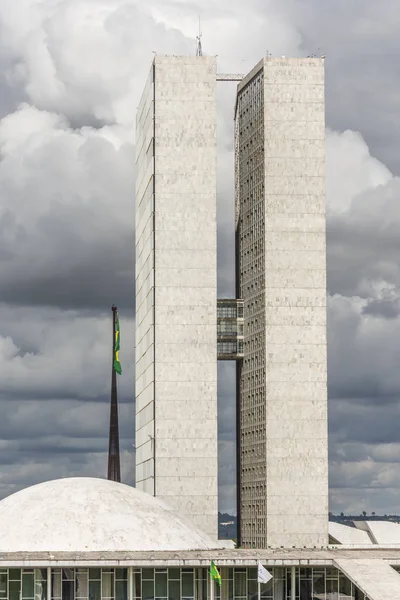 Krajowy Kongres Budynku Dwiema Wieżami Centrum Brasilia Dystrykt Federalny Kapitału — Zdjęcie stockowe