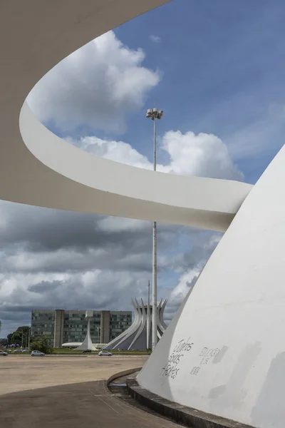 Bâtiment Musée National Avec Une Architecture Moderne Dans Centre Brasilia — Photo