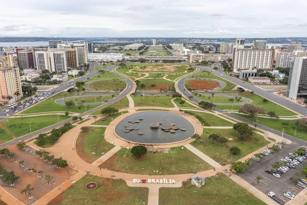 Widok Wieży Telewizyjnej Osi Środkowej Brasilia Dystrykt Federalny Kapitału Miasta — Zdjęcie stockowe