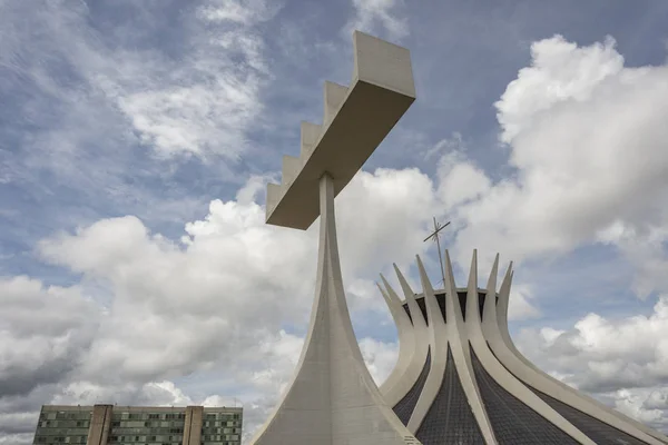 Catedral Metropolitana Katedra Metropolitalna Nowoczesną Architekturę Budynku Dzwonnicą Centrum Brasilia — Zdjęcie stockowe