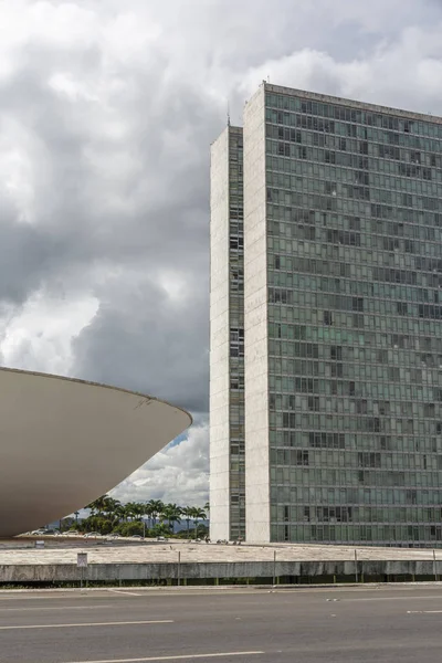 Edifício Congresso Nacional Com Duas Torres Centro Brasília Distrito Federal — Fotografia de Stock