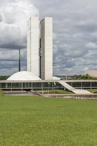 Edifício Congresso Nacional Com Duas Torres Centro Brasília Distrito Federal — Fotografia de Stock