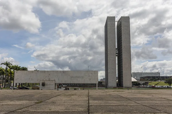 Nemzeti Kongresszus Nyilvános Épület Látható Tres Poderes Tér Központi Brasilia — Stock Fotó