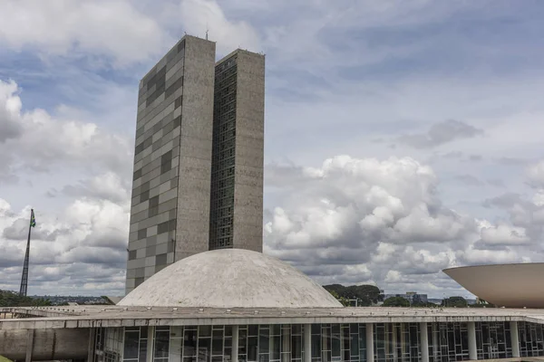 Bâtiment Congrès National Avec Deux Tours Dans Centre Brasilia District — Photo