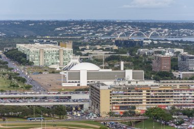 Milli Kütüphane, Ulusal Müzesi ve merkezi Brasilia, Federal bölge, sermaye şehir Brezilya'nın Büyükşehir Katedrali kazandığmız binalarda