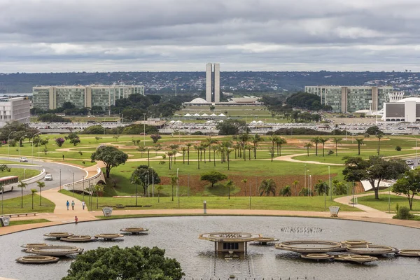 Widok Wieży Telewizyjnej Osi Środkowej Brasilia Dystrykt Federalny Kapitału Miasta — Zdjęcie stockowe