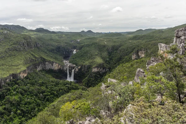 Hermoso Paisaje Grandes Cascadas Naturaleza Vista Desde Mirante Janela Ventana — Foto de Stock
