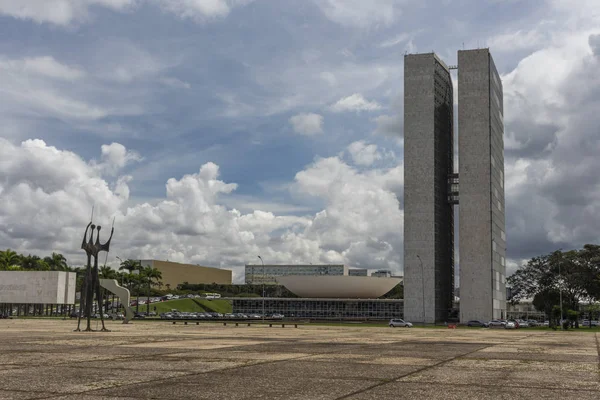 Krajowy Kongres Budynku Dwiema Wieżami Centrum Brasilia Dystrykt Federalny Kapitału — Zdjęcie stockowe