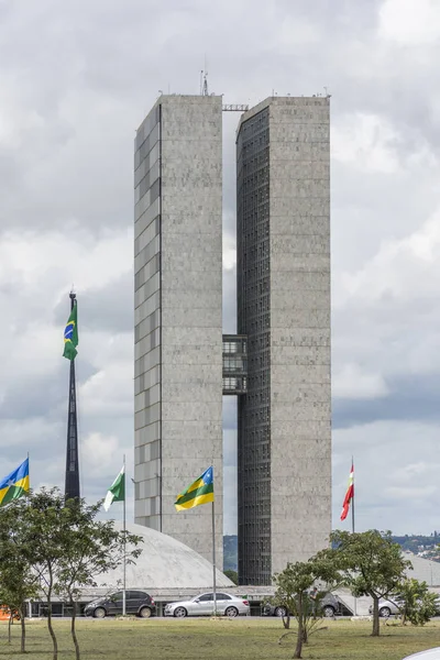 Krajowy Kongres Budynku Dwiema Wieżami Centrum Brasilia Dystrykt Federalny Kapitału — Zdjęcie stockowe