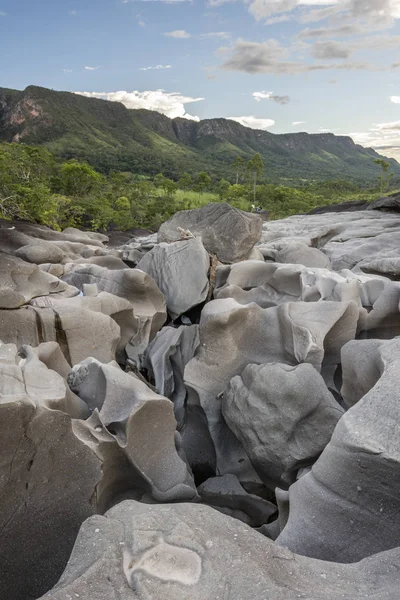 Hermoso Paisaje Rocoso Con Río Tallado Vale Lua Valle Luna — Foto de Stock