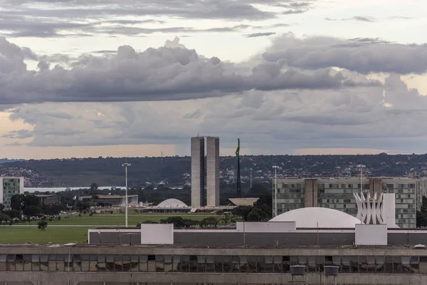 Krajowy Kongres Budynku Dwiema Wieżami Centrum Brasilia Dystrykt Federalny Kapitału — Zdjęcie stockowe