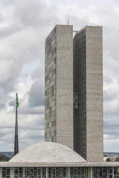 Bâtiment Congrès National Avec Deux Tours Dans Centre Brasilia District — Photo