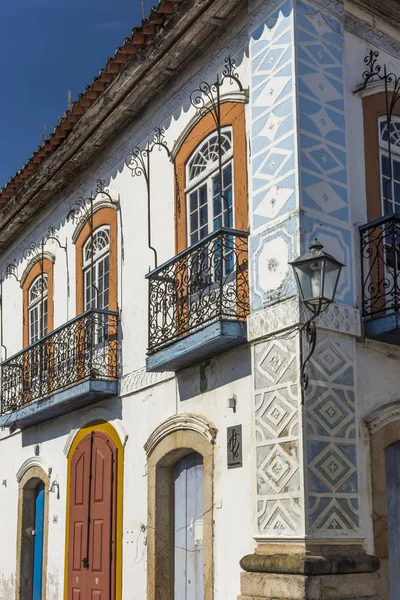 Fachada Edificios Coloniales Histórica Ciudad Paraty Región Costa Verde Sur —  Fotos de Stock