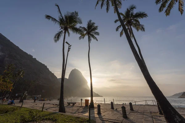 Beau Paysage Sur Lumière Crépuscule Pendant Lever Soleil Praia Vermelha — Photo