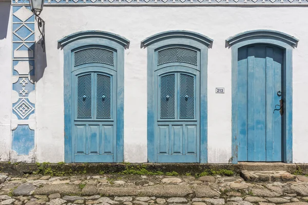 Fachada Edificios Coloniales Histórica Ciudad Paraty Región Costa Verde Sur — Foto de Stock