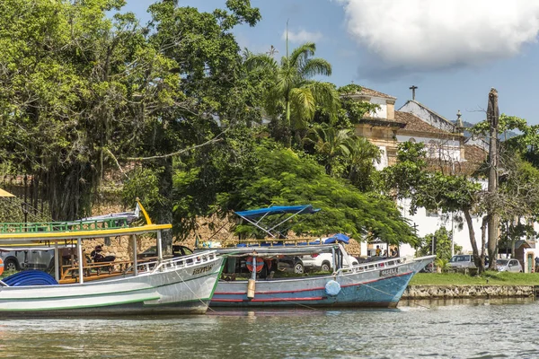Paraty Kanál Místní Výletní Lodě Costa Verde Regionu Jižním Rio — Stock fotografie