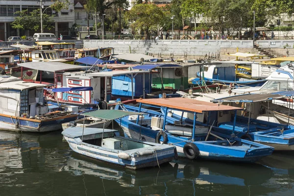 Rybářské Lodě Zaparkovaných Urca Čtvrti Města Rio Janeiro Brazílie — Stock fotografie