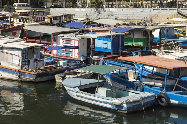 Rybářské Lodě Zaparkovaných Urca Čtvrti Města Rio Janeiro Brazílie — Stock fotografie