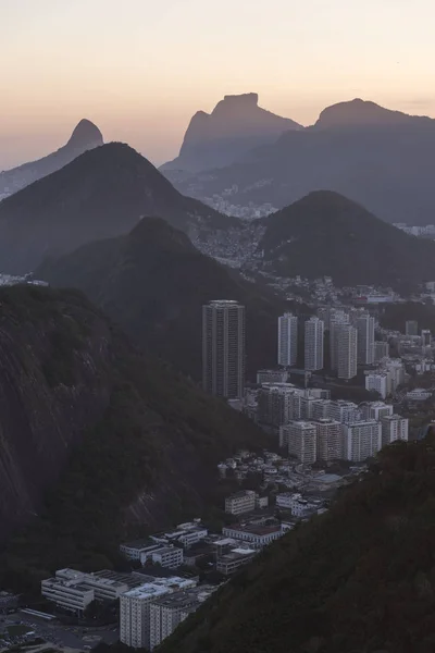 Zonsondergang Gezien Vanaf Sugar Loaf Mountain Met Prachtige Landschap Van — Stockfoto