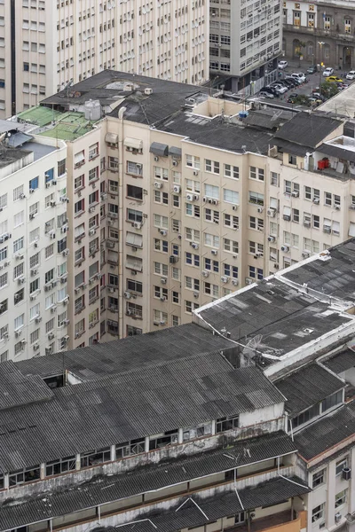 Detail Building Facade Many Windows Some Roof Top Downtown Rio — Stock Photo, Image