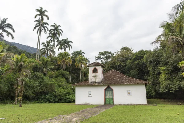 Bela Paisagem Tropical Igreja Municipal Vila Dois Rios Uma Pequena — Fotografia de Stock