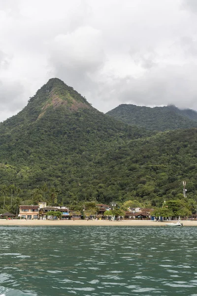 Abraao Village Óceán Zöld Hegység Gyönyörű Trópusi Táj Hátsó Déli — Stock Fotó