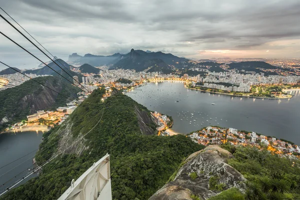 Vista Pao Acucar Sugar Loaf Mountain Durante Tramonto Rio Janeiro — Foto Stock