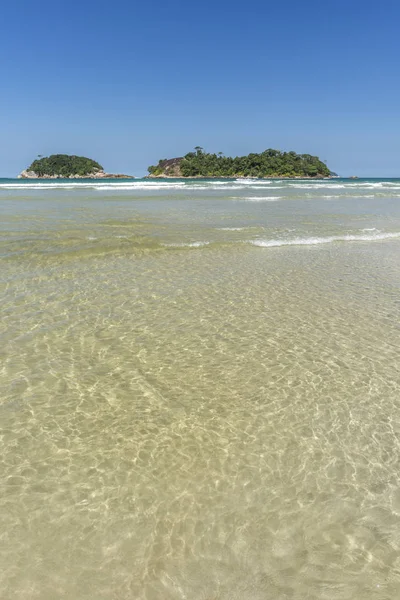 緑色の水 緑豊かな森林 コスタ ヴェルデ グランデ島南リオ ジャネイロ ブラジルの青い空と美しい熱帯のビーチ風景 — ストック写真