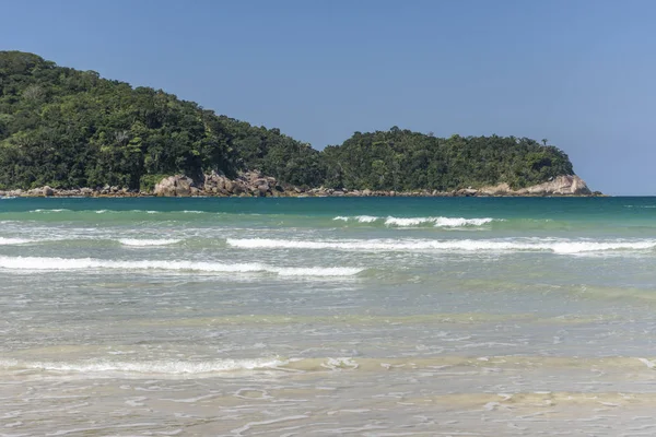 Hermoso Paisaje Playa Tropical Con Agua Verde Exuberante Bosque Cielo — Foto de Stock