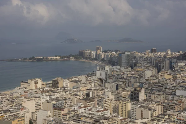 Gyönyörű Táj Kilátással Városra Copacabana Beach Látott Agulinha Copacabana Rio — Stock Fotó