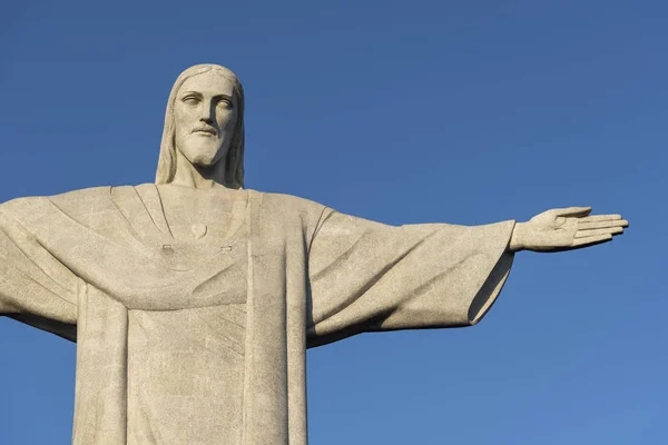 Bela Paisagem Com Vista Para Estátua Cristo Redentor Topo Corcovado — Fotografia de Stock