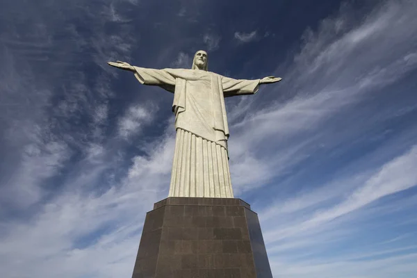 Hermoso Paisaje Con Vistas Cristo Redentor Cima Montaña Del Corcovado — Foto de Stock