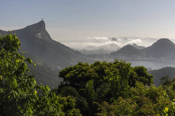 Beau Paysage Avec Forêt Tropicale Ville Montagnes Partir Vista Chinesa — Photo