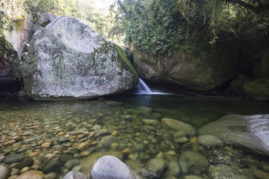 Güzel tropikal nehir havuz peyzaj yağmur ormanlarında, Ilha Grande, Costa Verde, Güney Rio de Janeiro, Brezilya